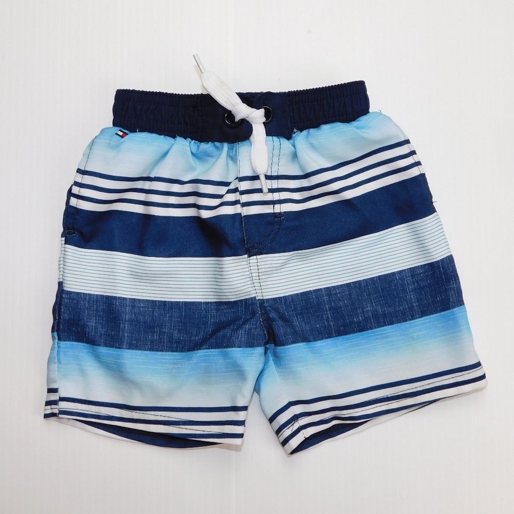 Tommy Hilfiger Swim Suit Shorts Baby Boys 12 Months 12M Blue White Striped